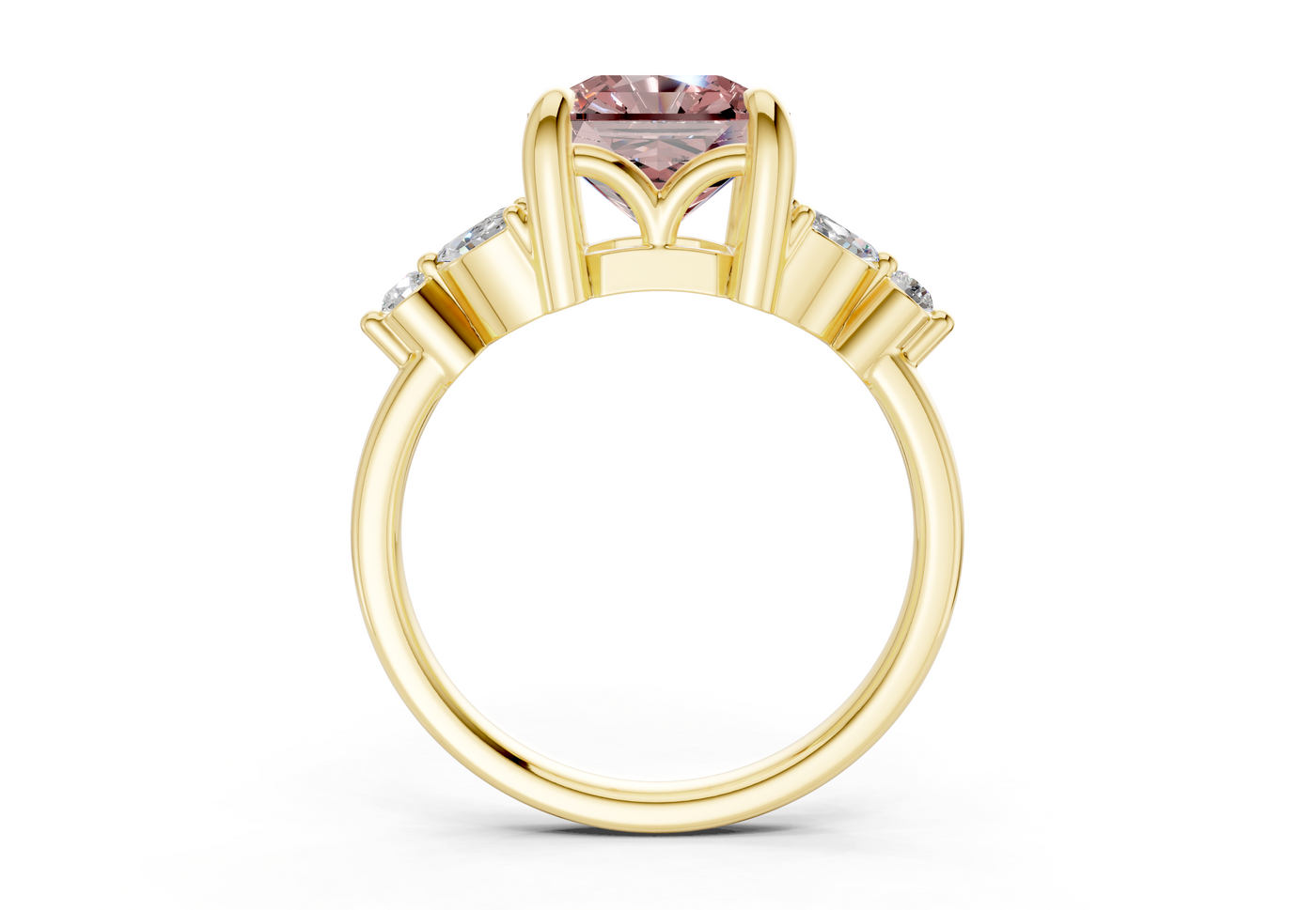 Elysium Pink Diamond Accent Radiant Square Cut 1.9mm Engagement Ring