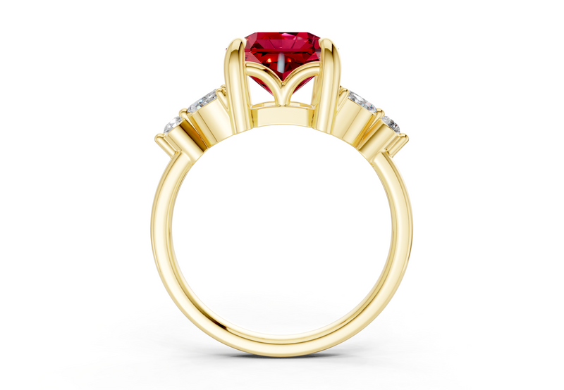 Elysium Ruby Gemstone Accent Radiant Square Cut 1.9mm Engagement Ring