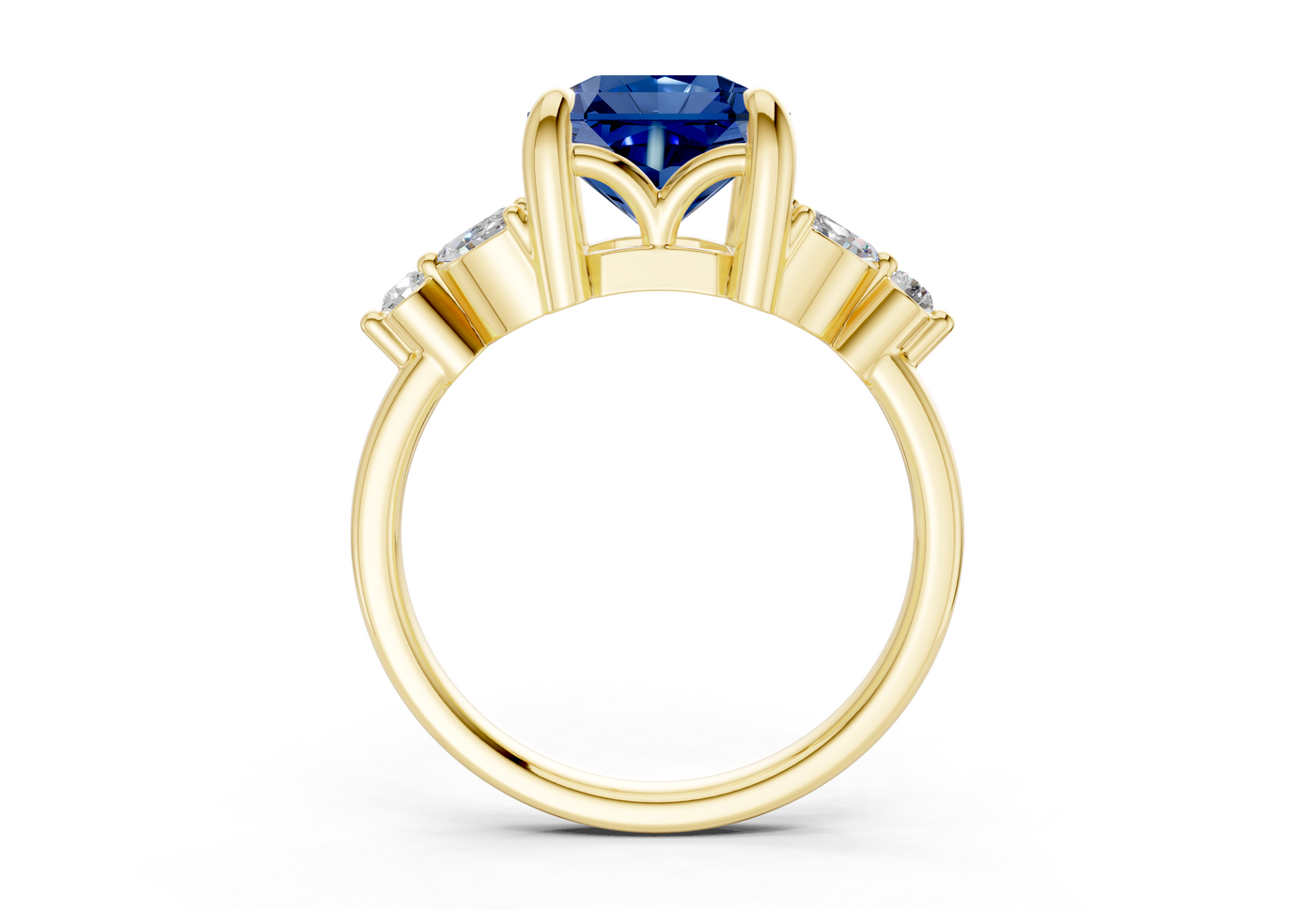 Elysium Sapphire Gemstone Accent Radiant Square Cut 1.9mm Engagement Ring