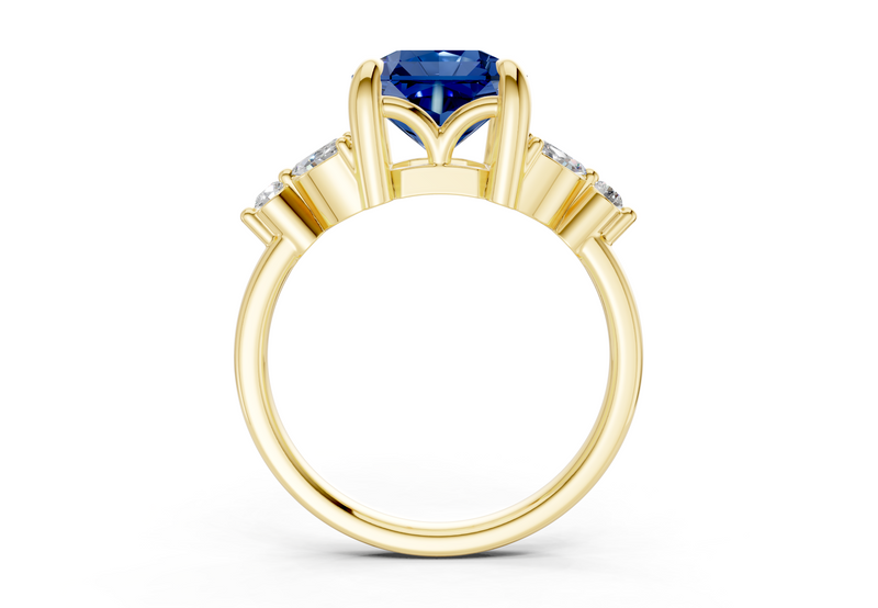 Elysium Sapphire Gemstone Accent Radiant Square Cut 1.9mm Engagement Ring