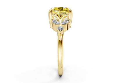 Elysium Yellow Diamond Accent Radiant Square Cut 1.9mm Engagement Ring