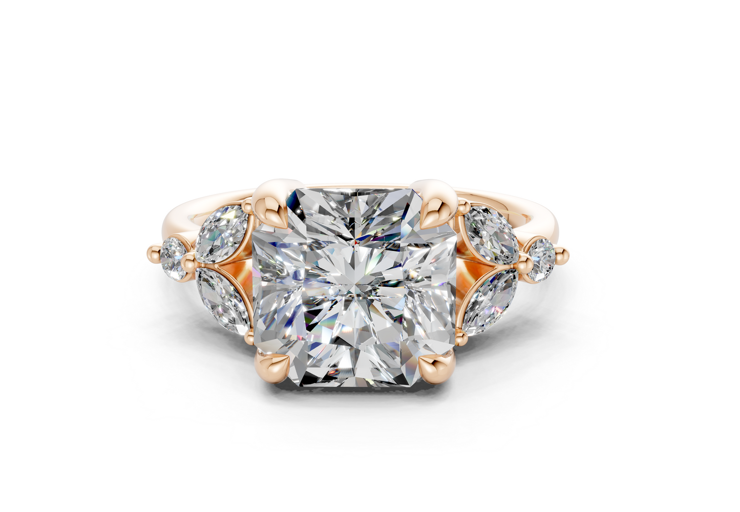 Elysium Diamond Accent Radiant Square Cut 1.9mm Engagement Ring