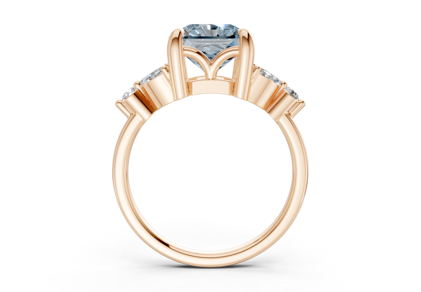 Elysium Blue Diamond Accent Radiant Square Cut 1.9mm Engagement Ring