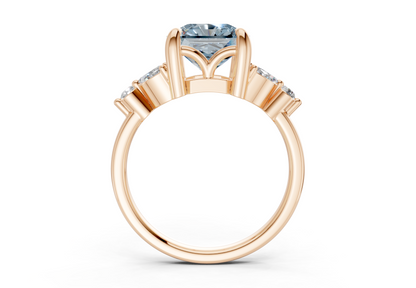 Elysium Blue Diamond Accent Radiant Square Cut 1.9mm Engagement Ring
