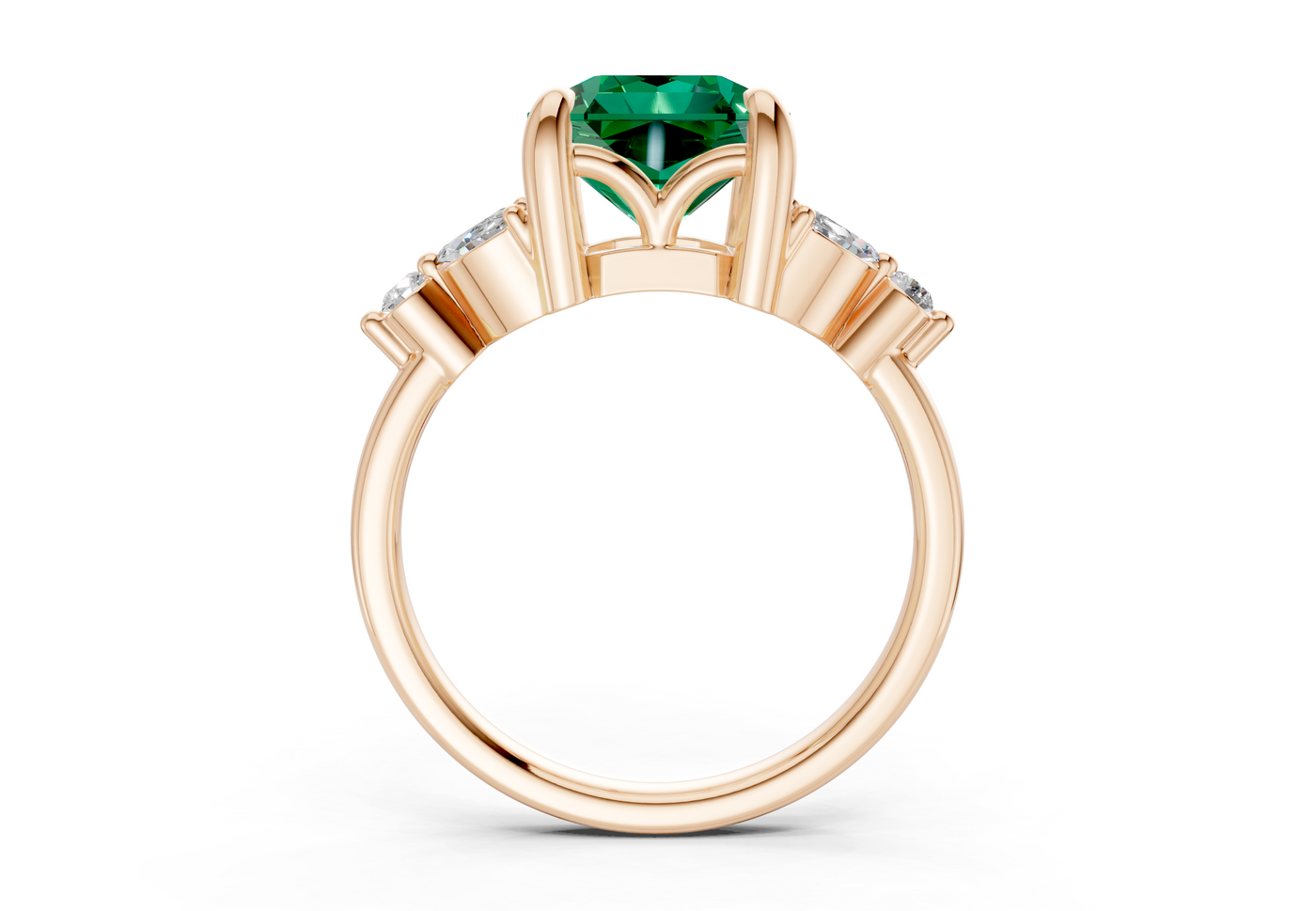 Elysium Emerald Gemstone Accent Radiant Square Cut 1.9mm Engagement Ring