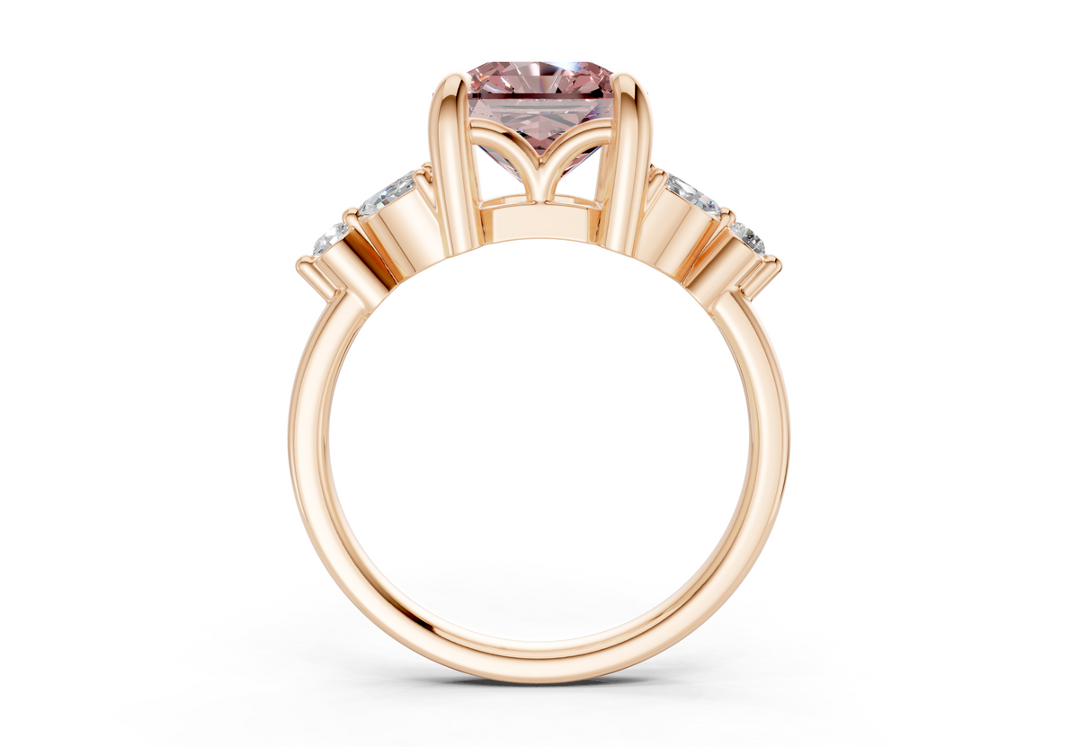 Elysium Pink Diamond Accent Radiant Square Cut 1.9mm Engagement Ring