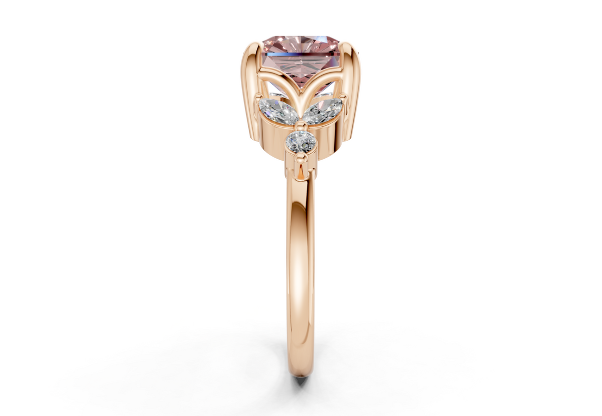 Elysium Pink Diamond Accent Radiant Square Cut 1.9mm Engagement Ring