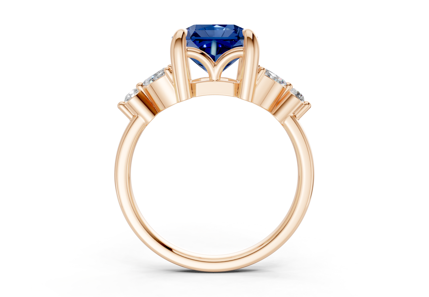 Elysium Sapphire Gemstone Accent Radiant Square Cut 1.9mm Engagement Ring