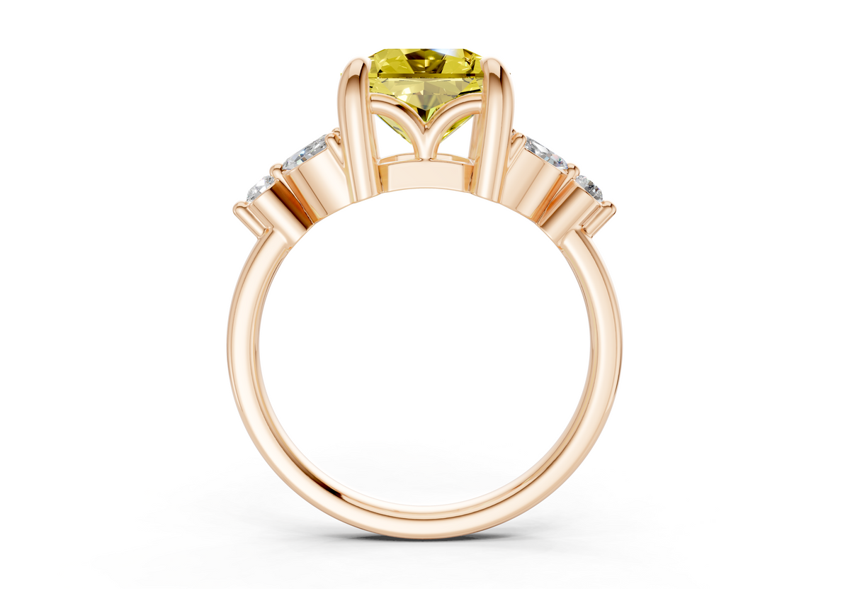 Elysium Yellow Diamond Accent Radiant Square Cut 1.9mm Engagement Ring