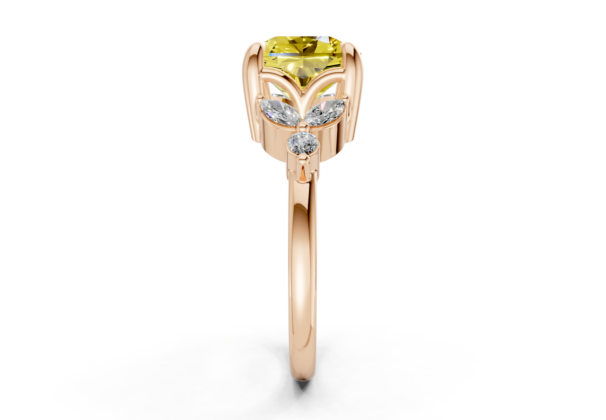 Elysium Yellow Diamond Accent Radiant Square Cut 1.9mm Engagement Ring