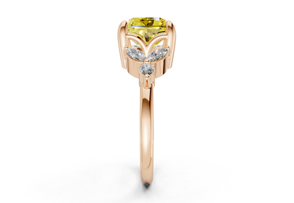 Elysium Yellow Diamond Accent Radiant Square Cut 1.9mm Engagement Ring
