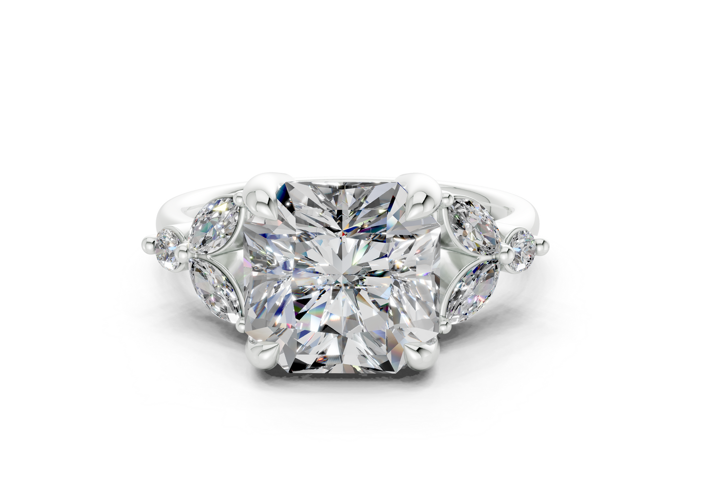 Elysium Diamond Accent Radiant Square Cut 1.9mm Engagement Ring