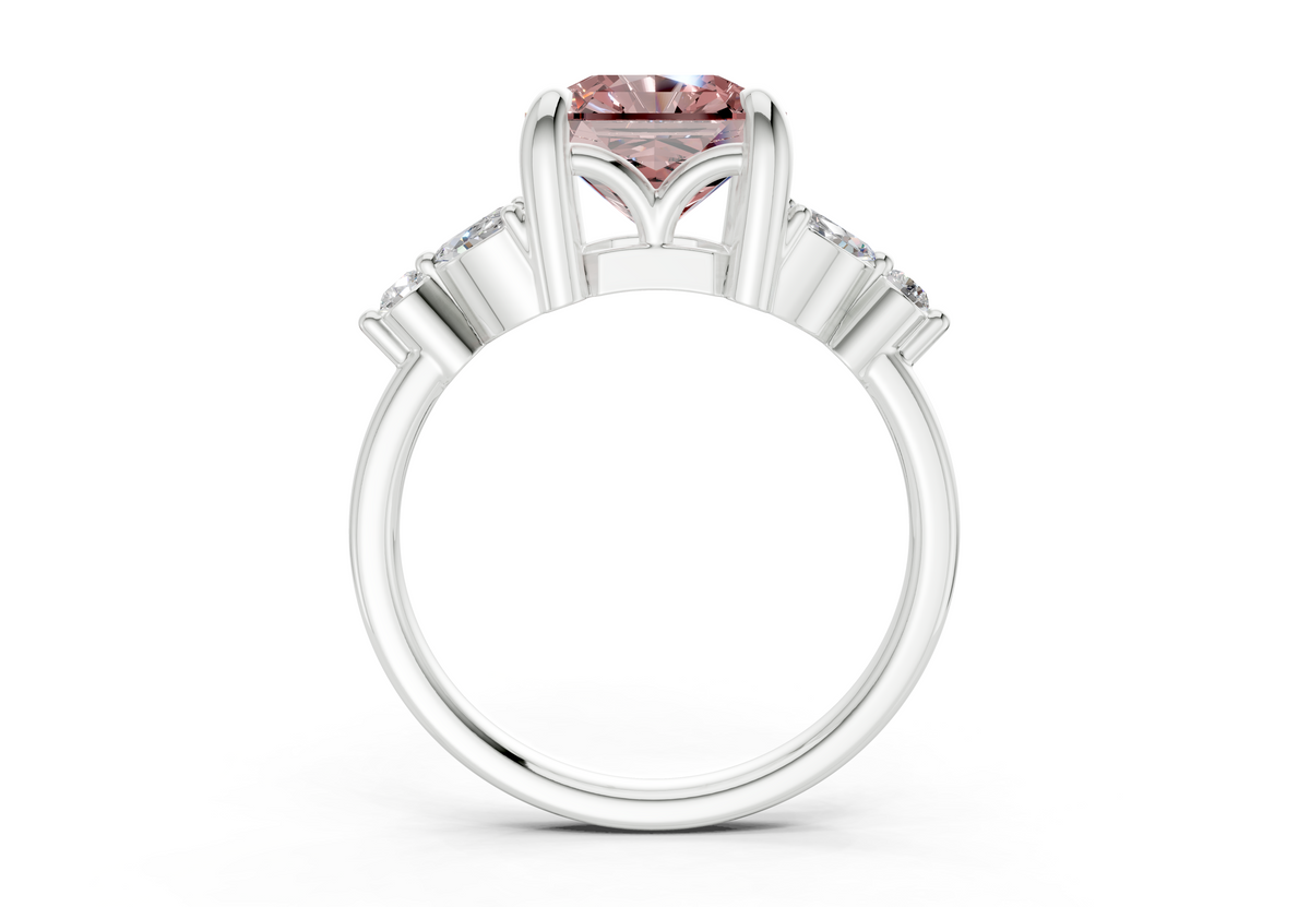 Elysium Pink Diamond Accent Radiant Square Cut 1.9mm Engagement Ring