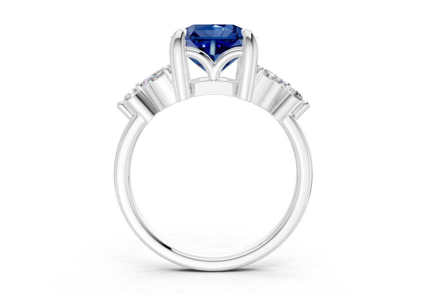 Elysium Sapphire Gemstone Accent Radiant Square Cut 1.9mm Engagement Ring