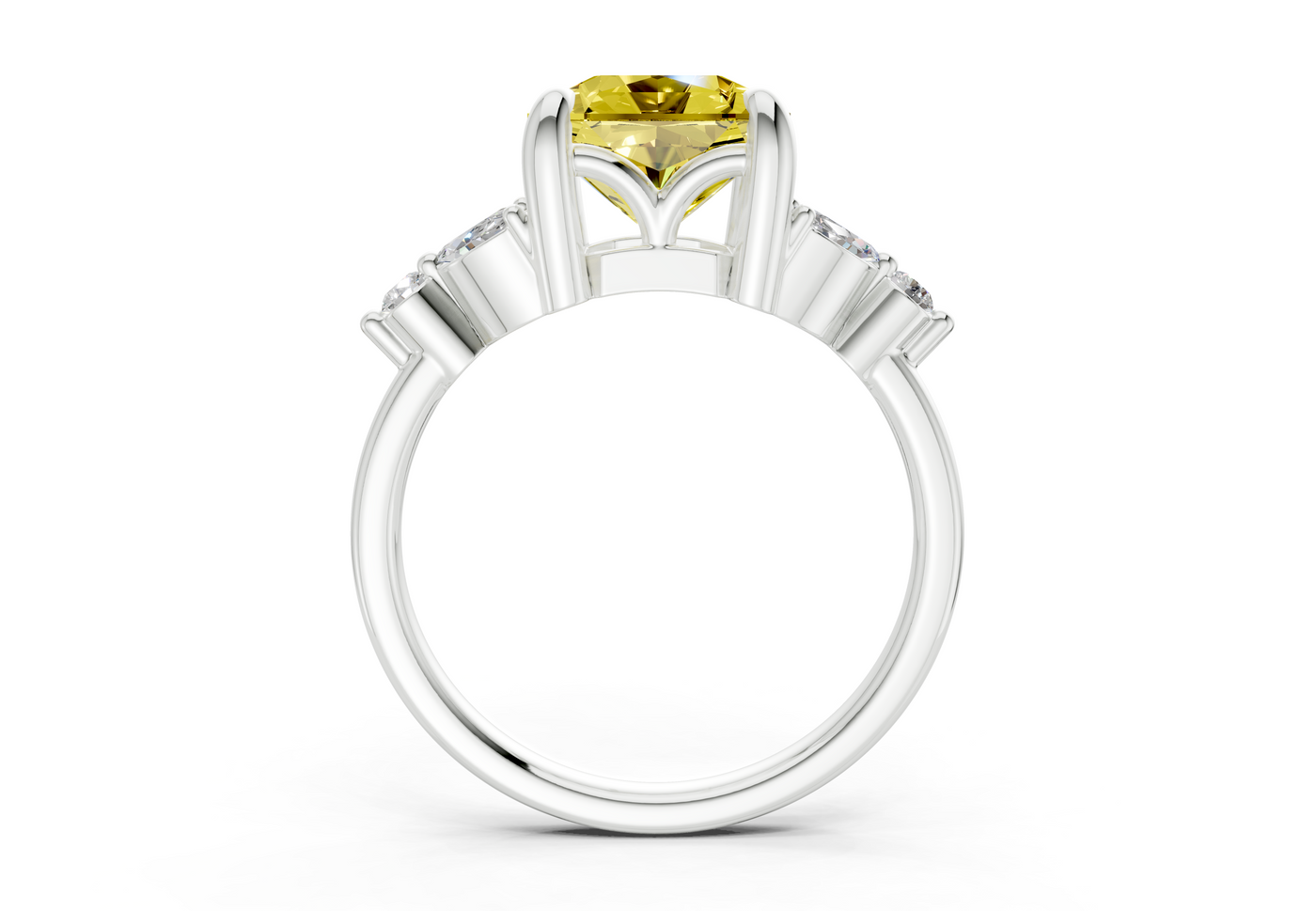 Elysium Yellow Diamond Accent Radiant Square Cut 1.9mm Engagement Ring
