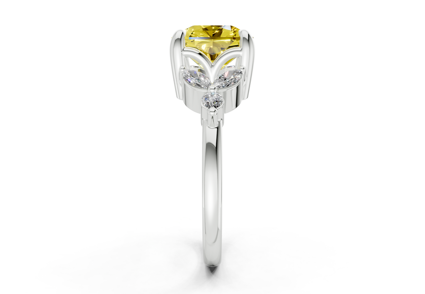 Elysium Yellow Diamond Accent Radiant Square Cut 1.9mm Engagement Ring