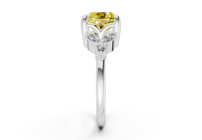 Elysium Yellow Diamond Accent Radiant Square Cut 1.9mm Engagement Ring