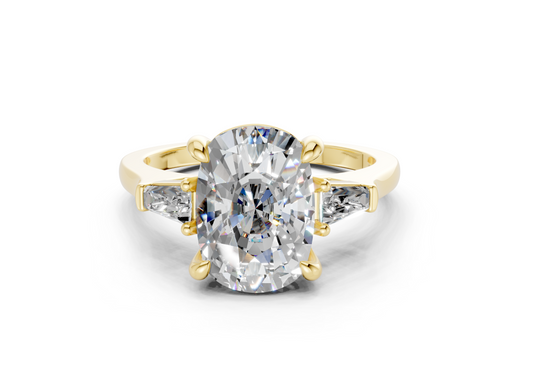Isla Diamond Three Stone Elongated Cushion Cut 1.8mm Engagement Ring