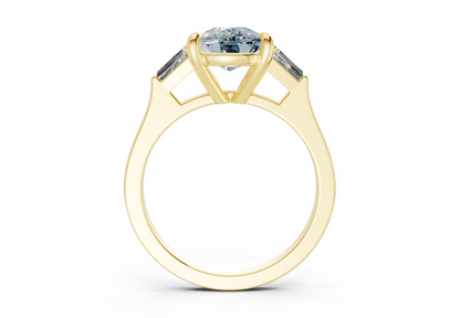 Isla Blue Diamond Three Stone Elongated Cushion Cut 1.8mm Engagement Ring