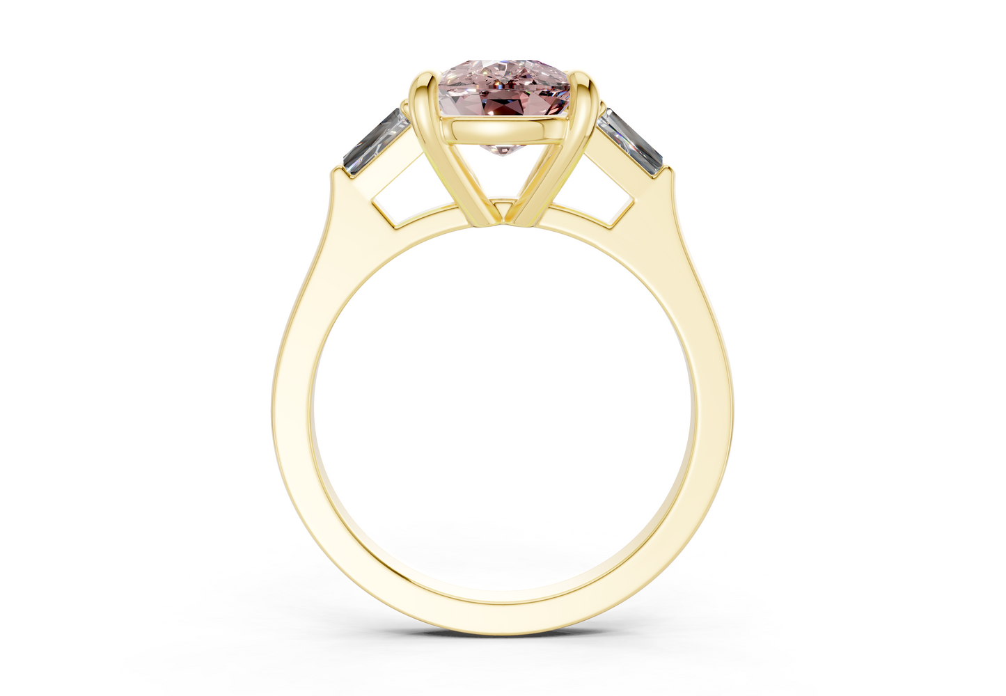 Isla Pink Diamond Three Stone Elongated Cushion Cut 1.8mm Engagement Ring