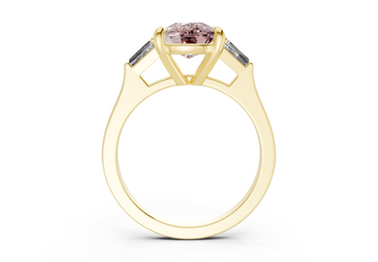 Isla Pink Diamond Three Stone Elongated Cushion Cut 1.8mm Engagement Ring