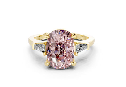 Isla Pink Diamond Three Stone Elongated Cushion Cut 1.8mm Engagement Ring