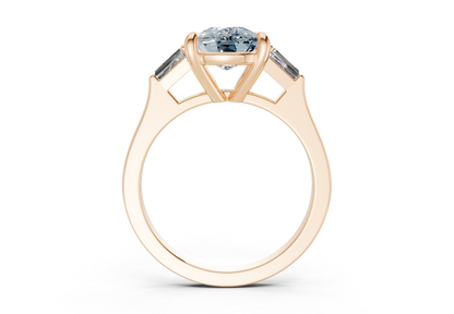 Isla Blue Diamond Three Stone Elongated Cushion Cut 1.8mm Engagement Ring