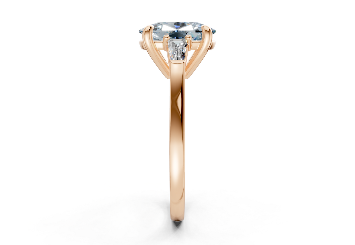 Isla Blue Diamond Three Stone Elongated Cushion Cut 1.8mm Engagement Ring