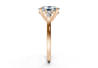 Isla Blue Diamond Three Stone Elongated Cushion Cut 1.8mm Engagement Ring