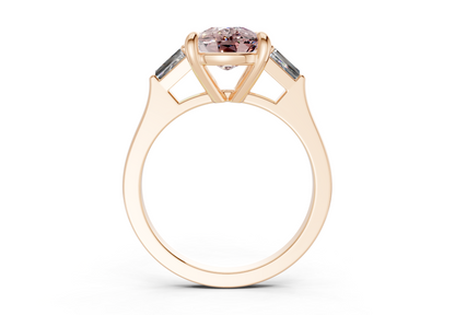 Isla Pink Diamond Three Stone Elongated Cushion Cut 1.8mm Engagement Ring