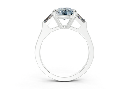 Isla Blue Diamond Three Stone Elongated Cushion Cut 1.8mm Engagement Ring