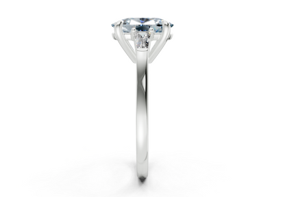Isla Blue Diamond Three Stone Elongated Cushion Cut 1.8mm Engagement Ring
