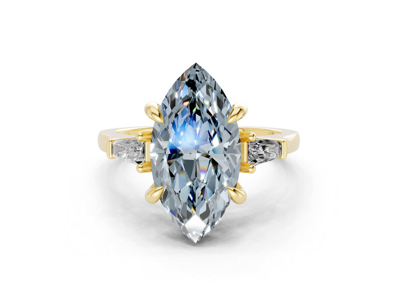 Isla Blue Diamond Three Stone Marquise Cut 1.8mm Engagement Ring