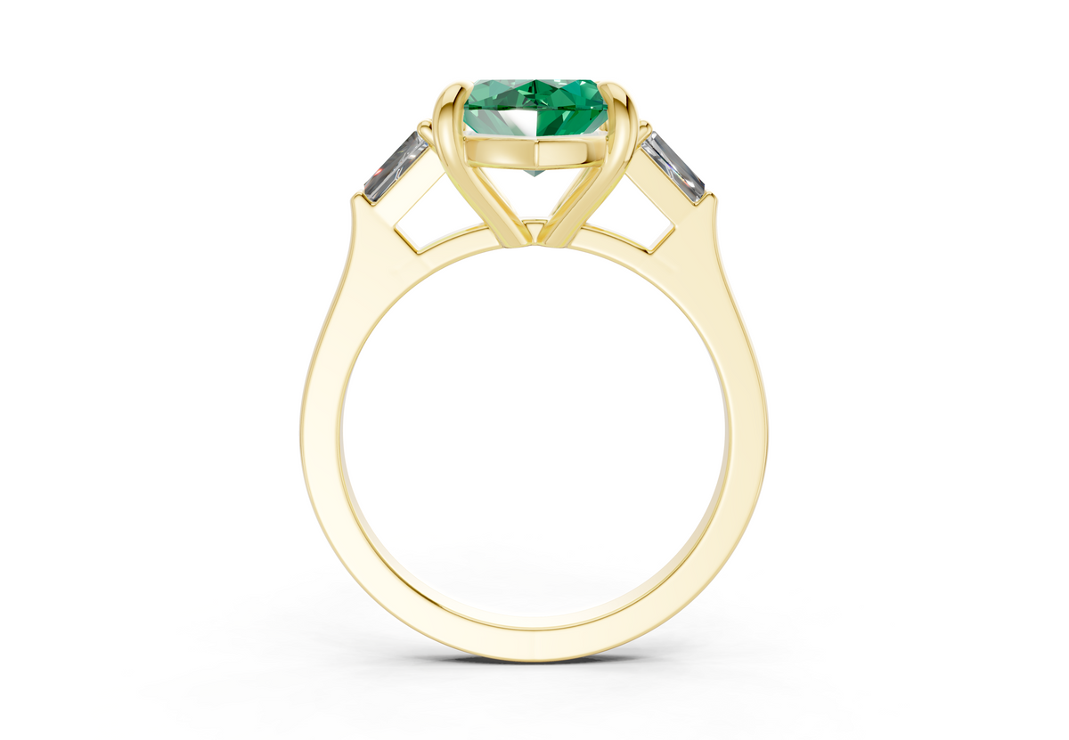 Isla Emerald Gemstone Three Stone Marquise Cut 1.8mm Engagement Ring