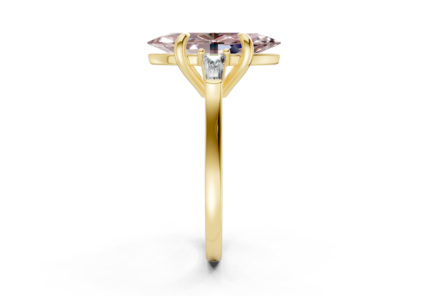 Isla Pink Diamond Three Stone Marquise Cut 1.8mm Engagement Ring