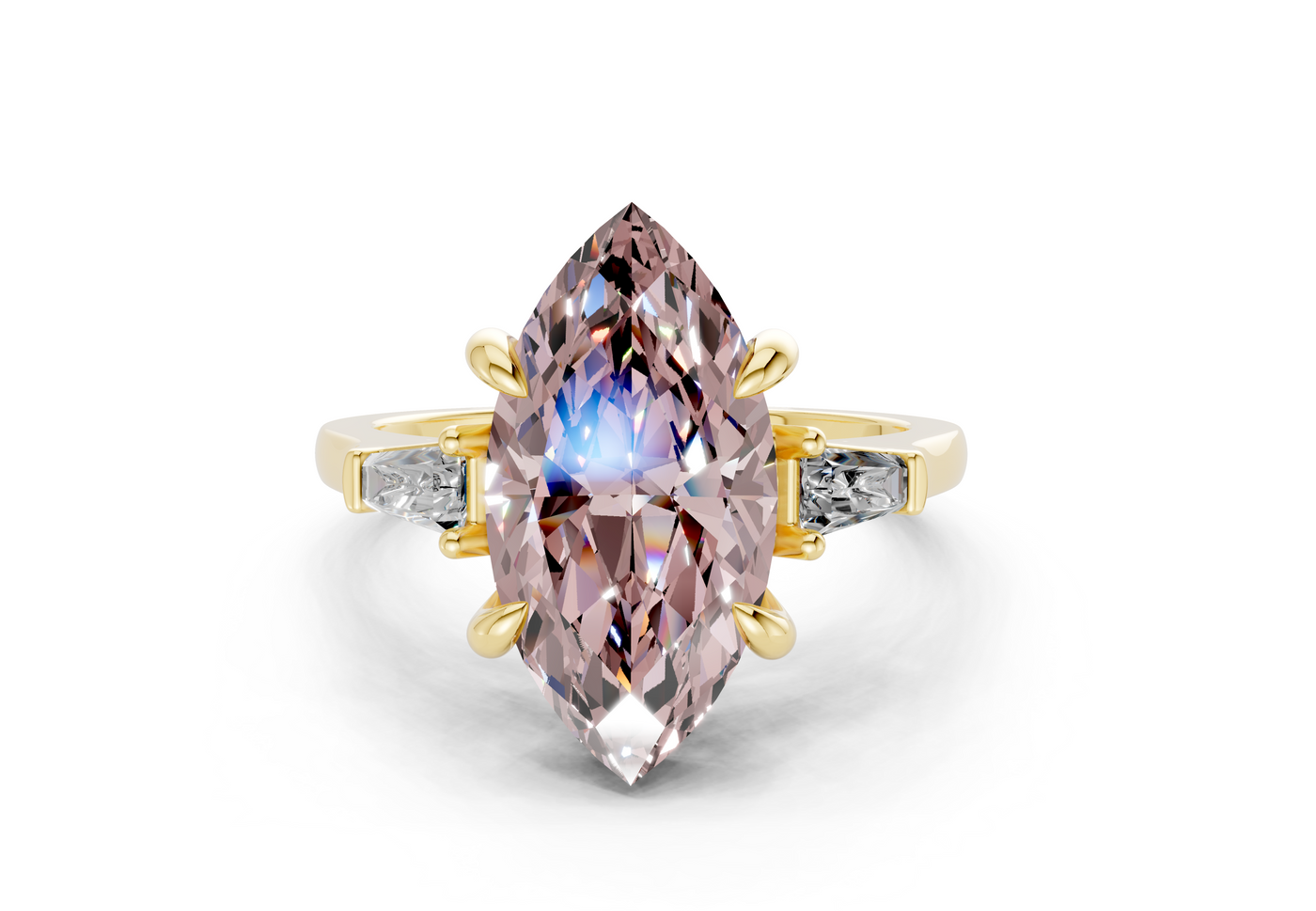 Isla Pink Diamond Three Stone Marquise Cut 1.8mm Engagement Ring