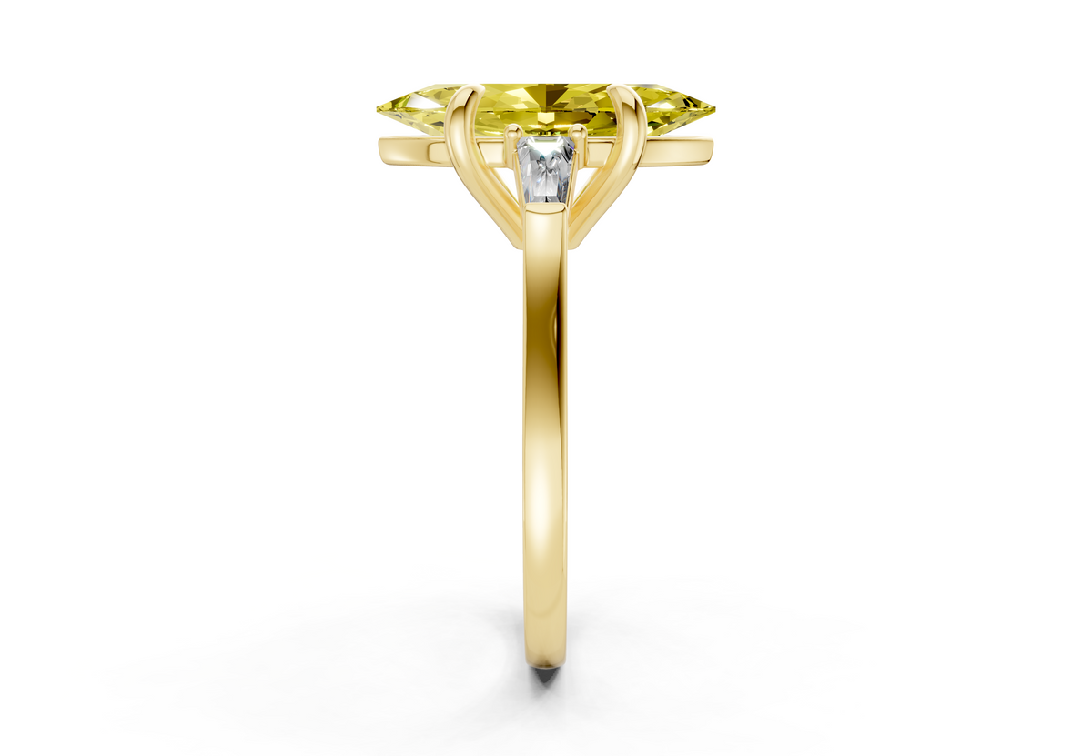 Isla Yellow Diamond Three Stone Marquise Cut 1.8mm Engagement Ring