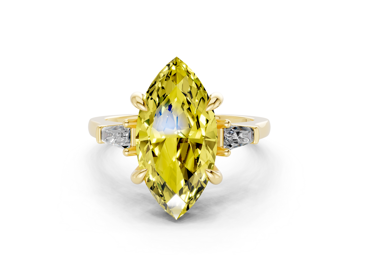 Isla Yellow Diamond Three Stone Marquise Cut 1.8mm Engagement Ring