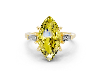 Isla Yellow Diamond Three Stone Marquise Cut 1.8mm Engagement Ring