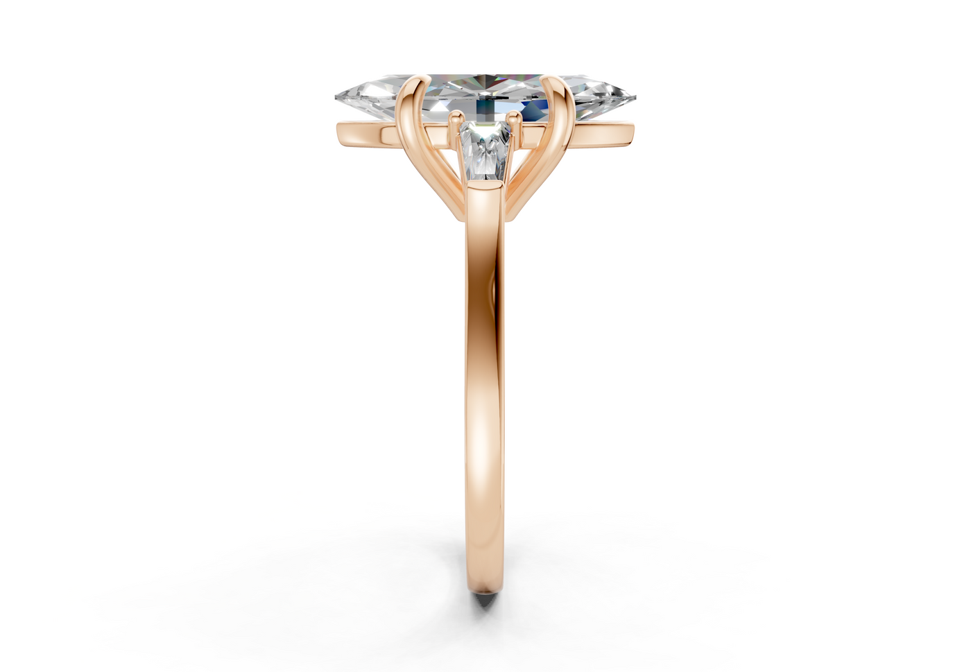Isla Diamond Three Stone Marquise Cut 1.8mm Engagement Ring