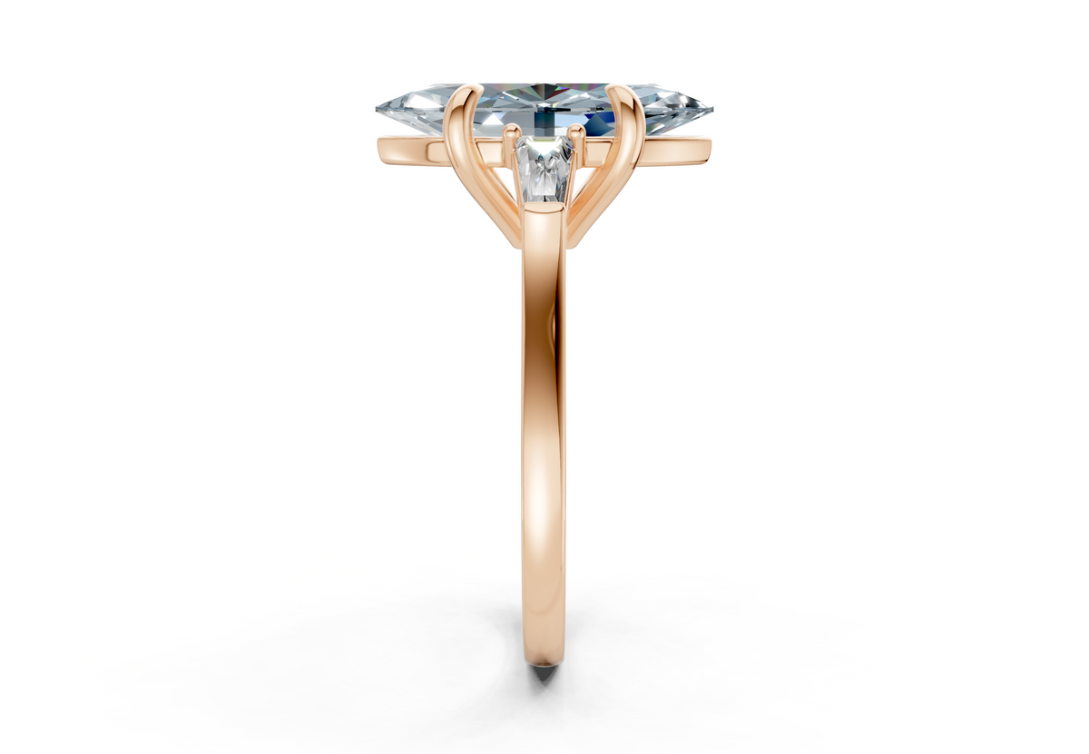 Isla Blue Diamond Three Stone Marquise Cut 1.8mm Engagement Ring
