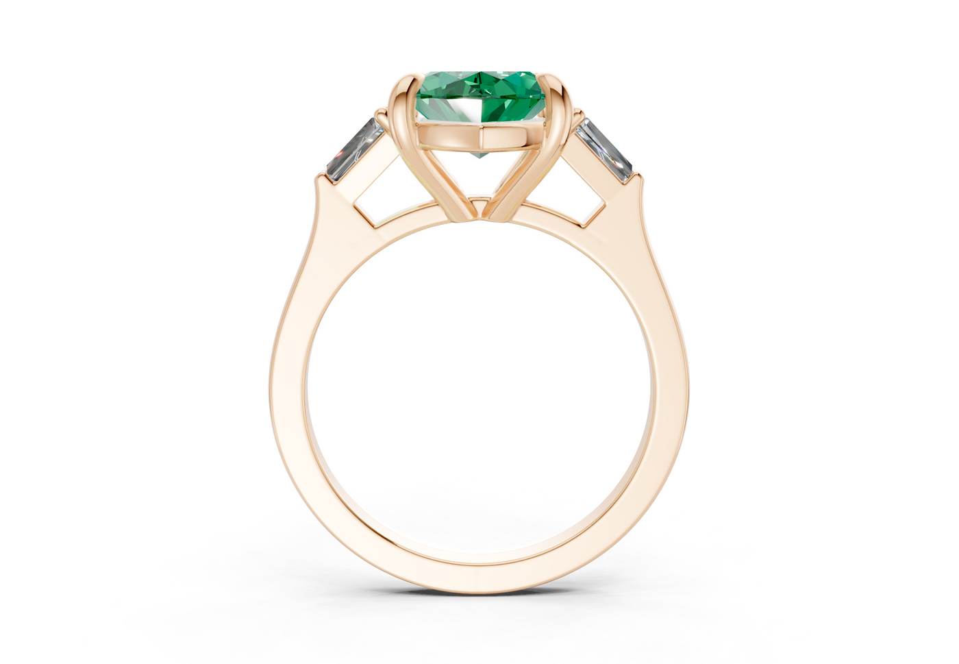 Isla Emerald Gemstone Three Stone Marquise Cut 1.8mm Engagement Ring