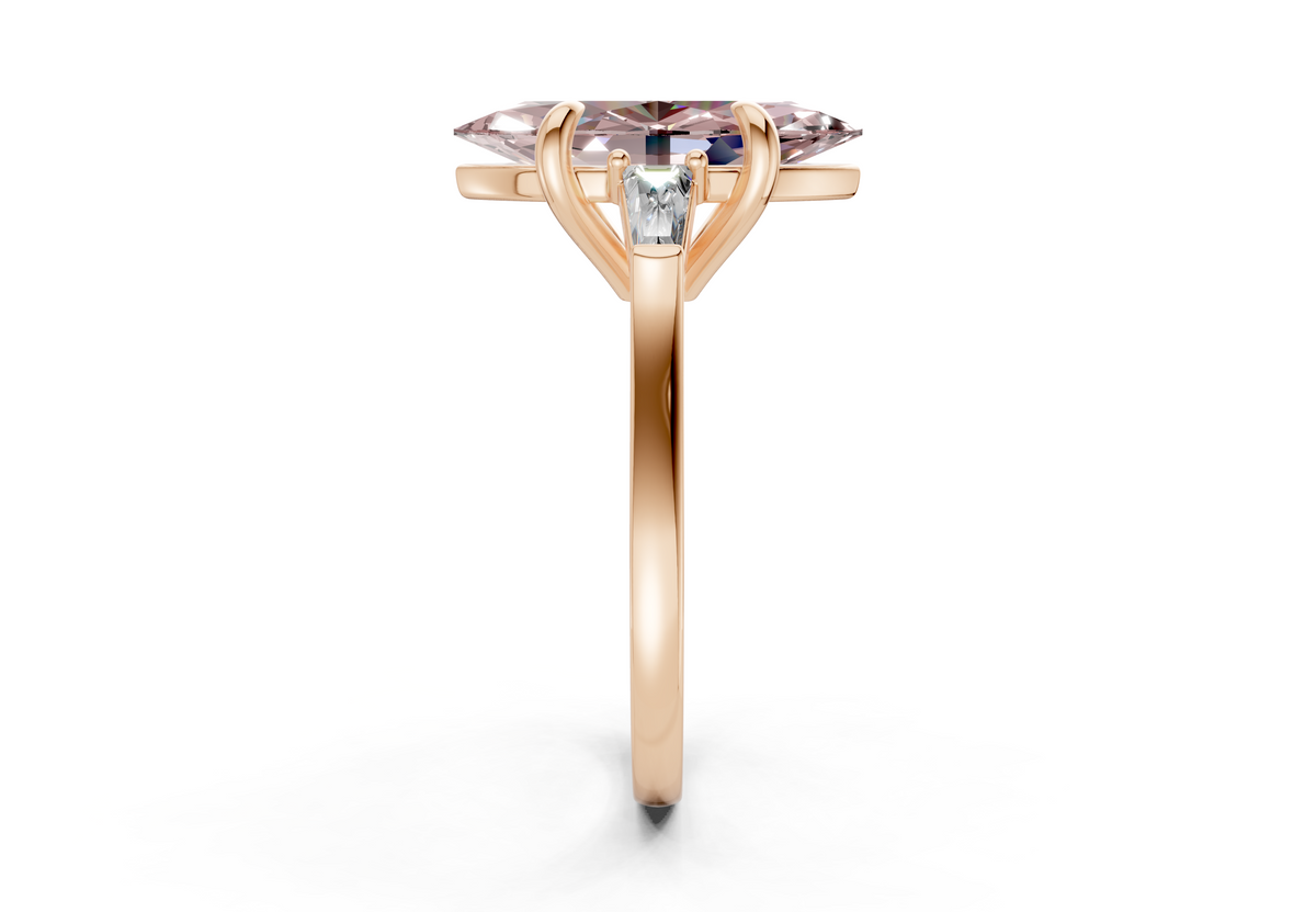 Isla Pink Diamond Three Stone Marquise Cut 1.8mm Engagement Ring