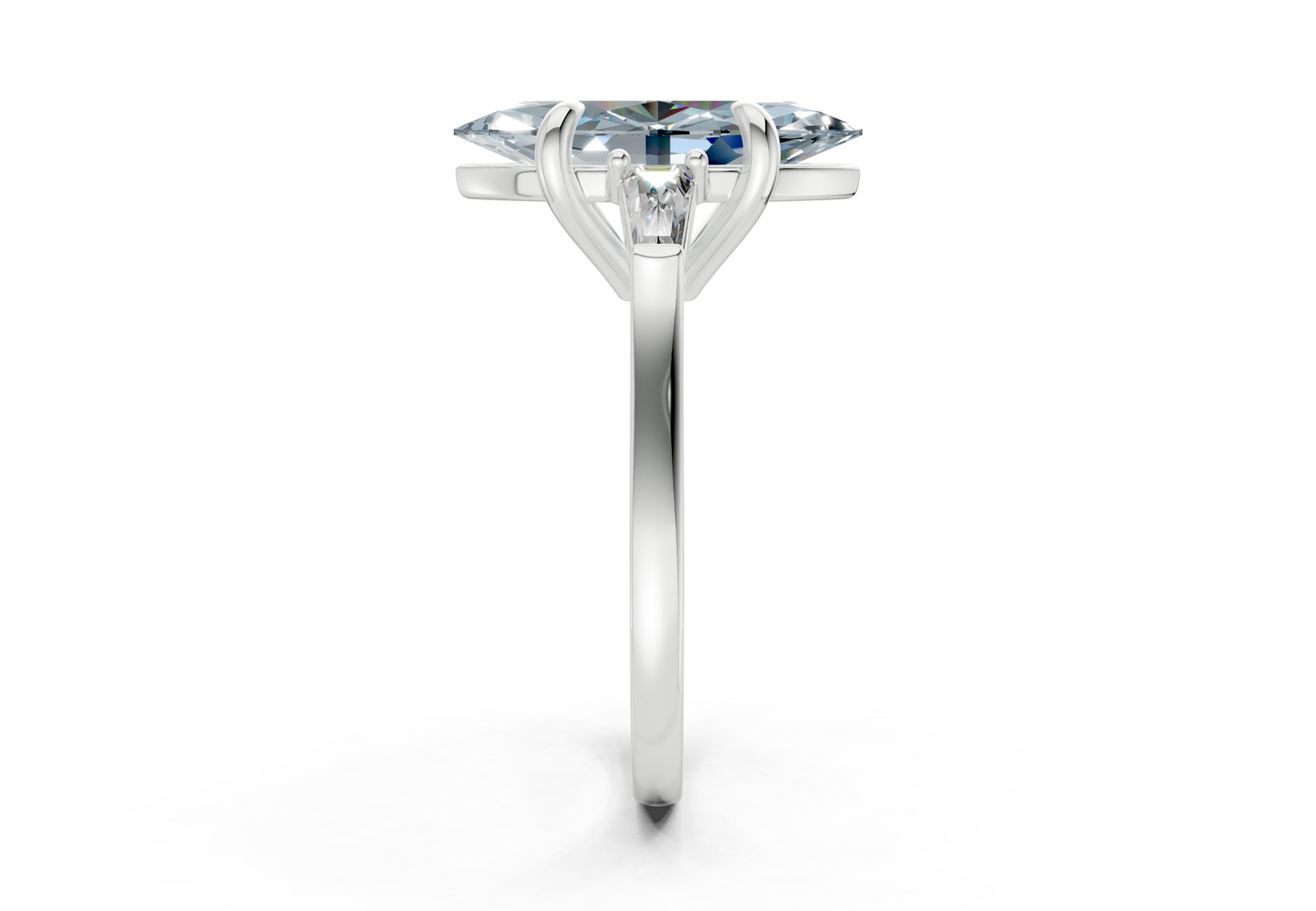 Isla Blue Diamond Three Stone Marquise Cut 1.8mm Engagement Ring