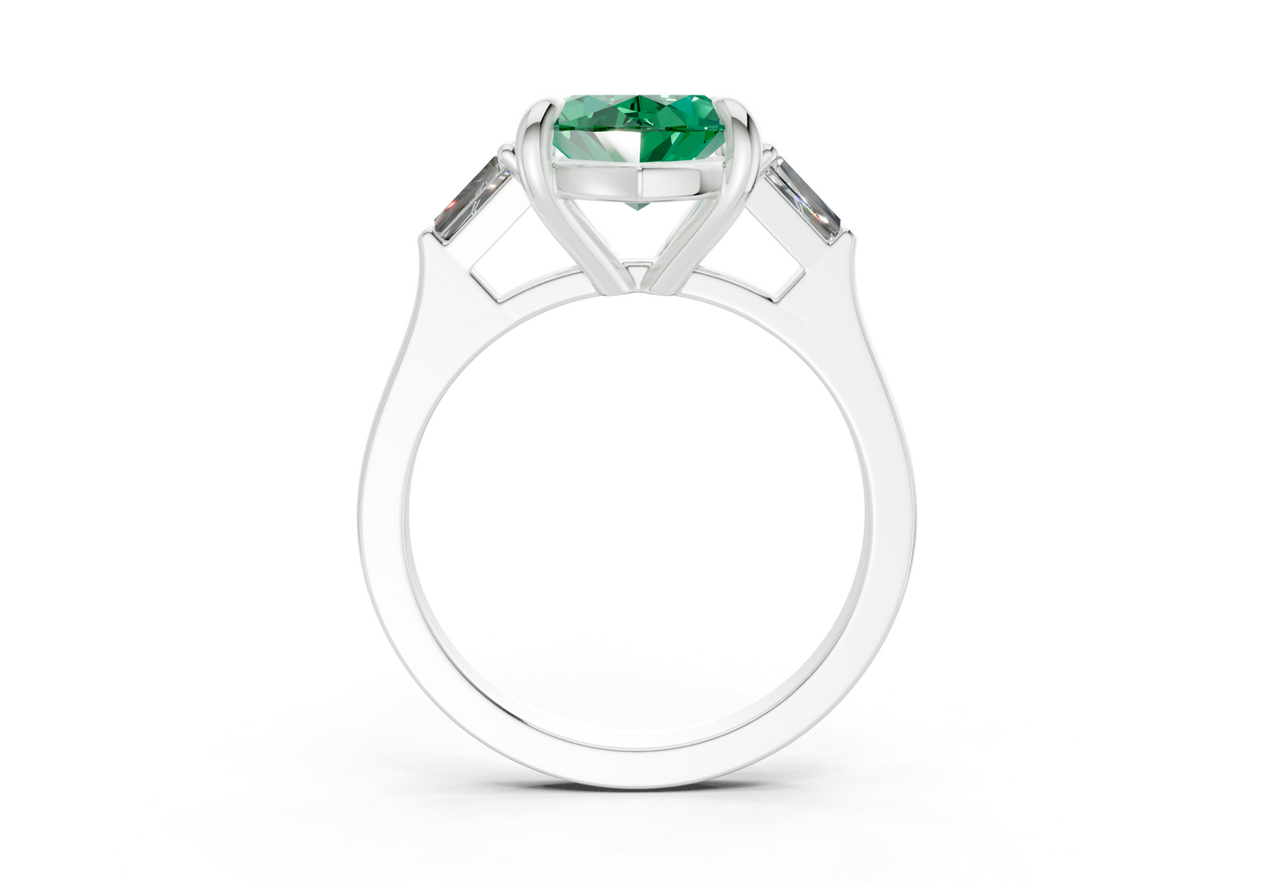 Isla Emerald Gemstone Three Stone Marquise Cut 1.8mm Engagement Ring