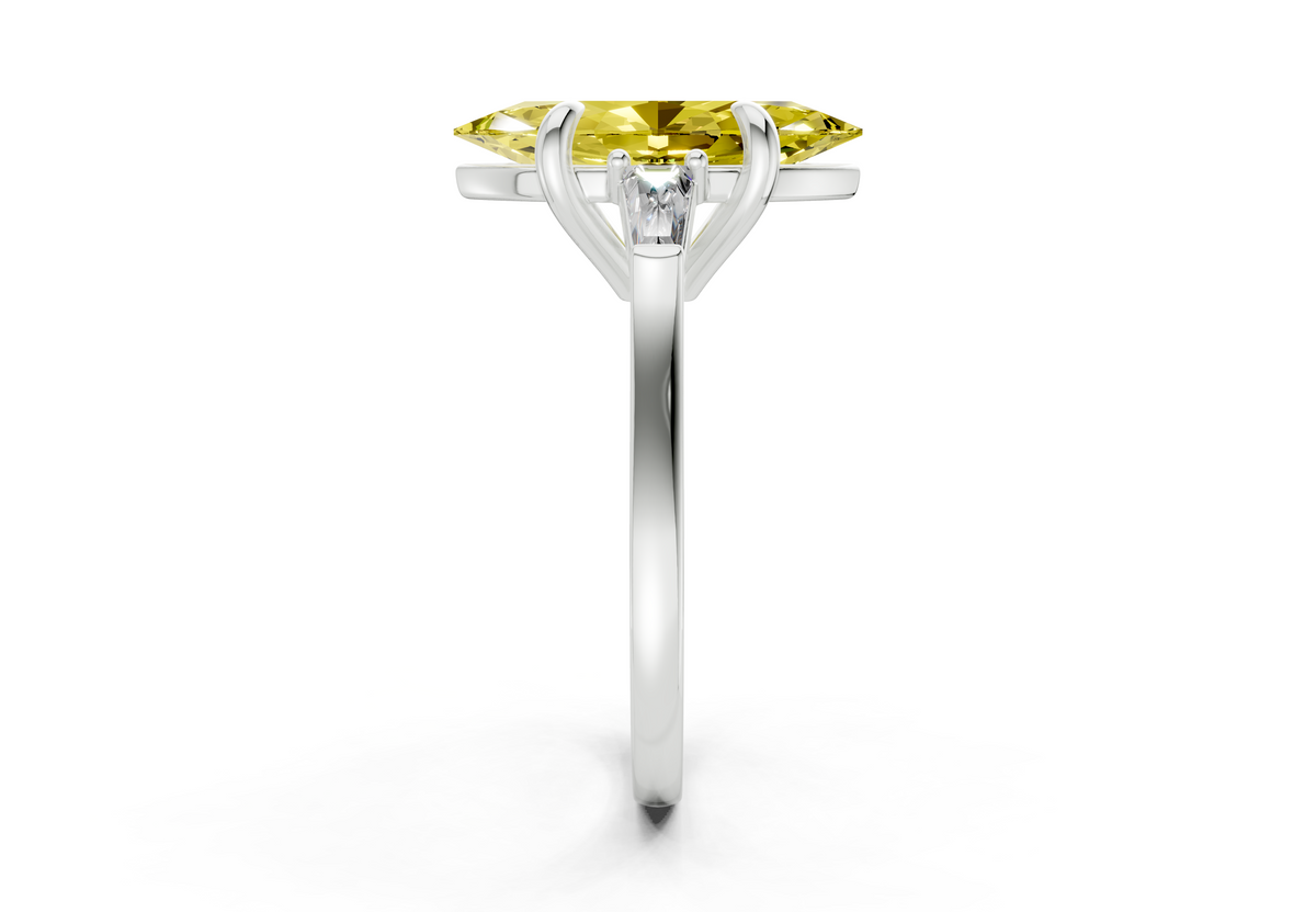 Isla Yellow Diamond Three Stone Marquise Cut 1.8mm Engagement Ring