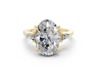 Isla Diamond Three Stone Oval Cut 1.8mm Engagement Ring