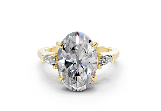 Isla Diamond Three Stone Oval Cut 1.8mm Engagement Ring