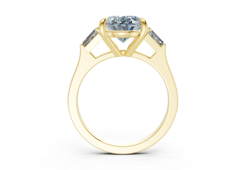 Isla Blue Diamond Three Stone Oval Cut 1.8mm Engagement Ring