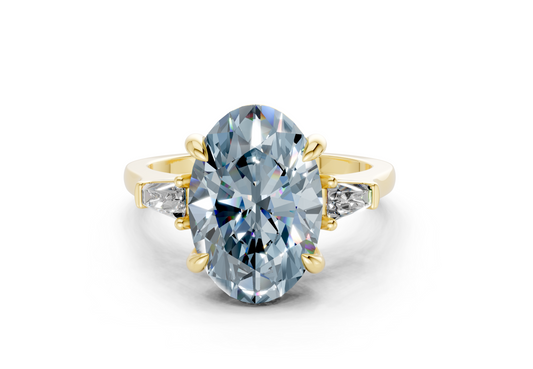 Isla Blue Diamond Three Stone Oval Cut 1.8mm Engagement Ring